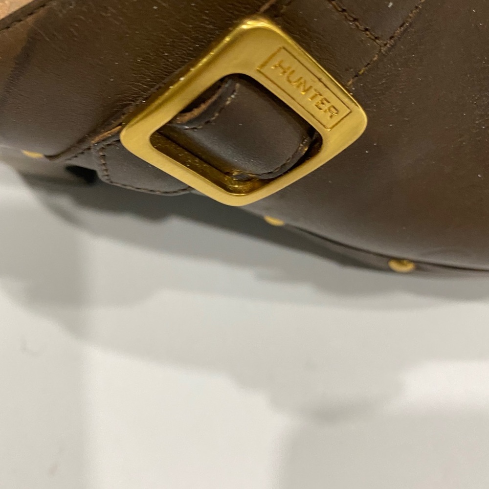 Hunter leather cognac women’s gold studded clogs - Picture 4 of 15